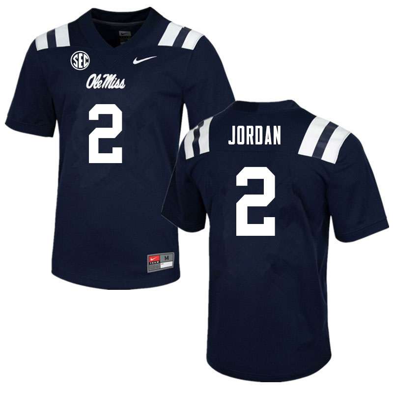 Ole Miss Rebels #2 Jalen Jordan College Football Jerseys Sale-Navy
